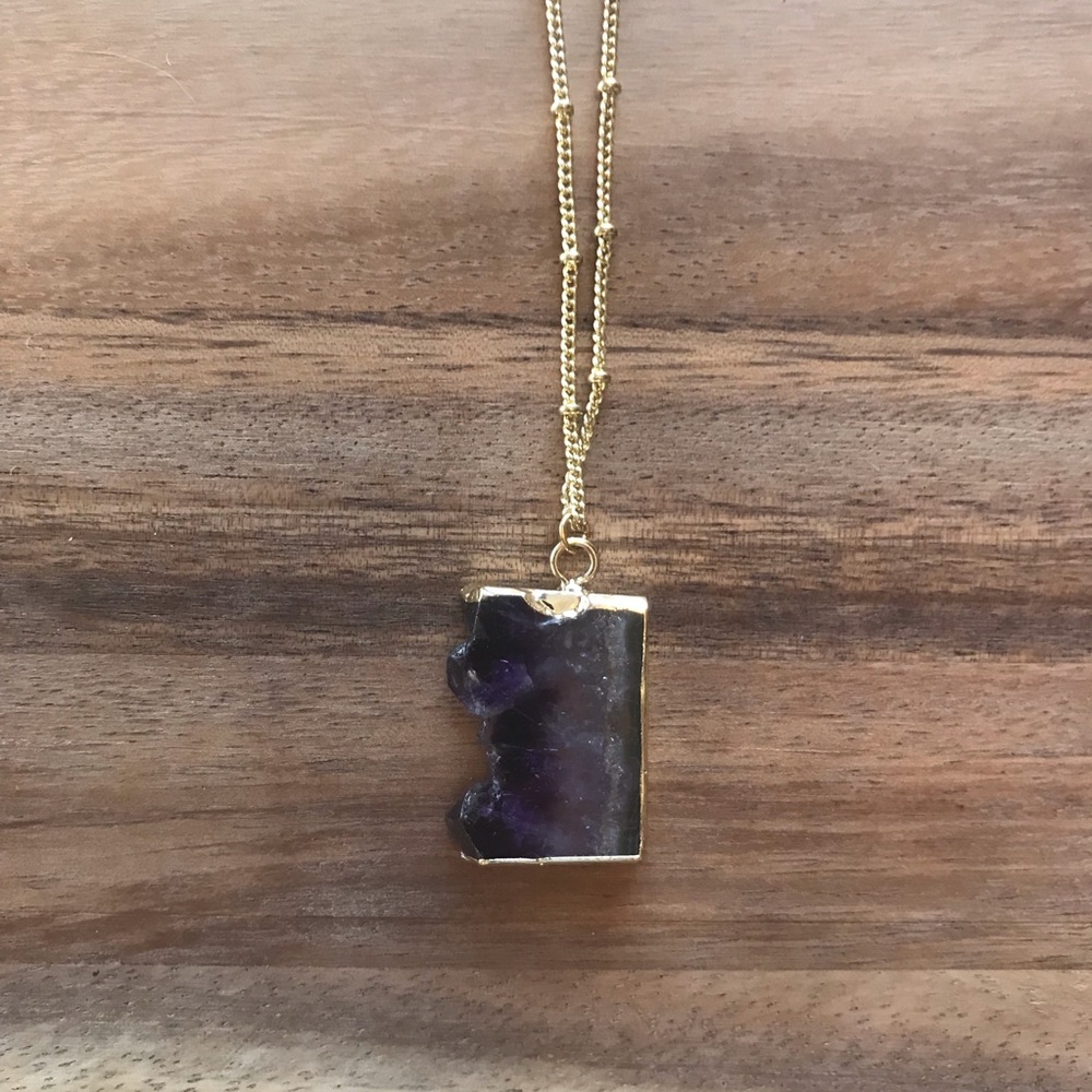 Last 1! 🌟Dainty Amethyst Slice Necklace - Picture 7 of 8